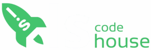 Logo da LS Code House com foguete verde, criado para representar soluções em bubble.io