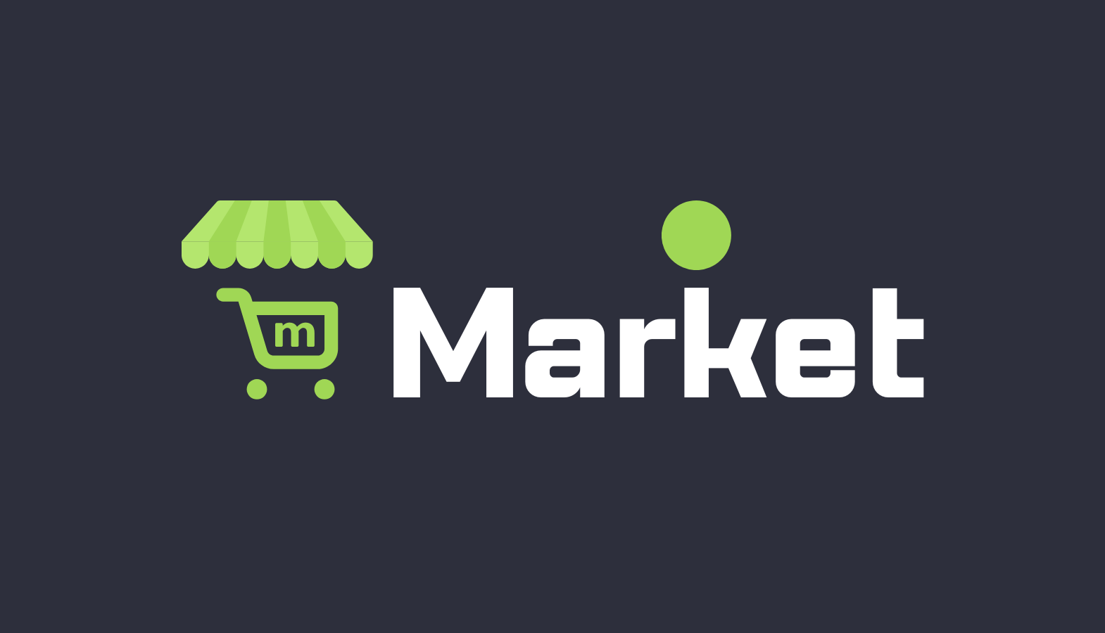 Logo da plataforma Market desenvolvido com bubble.io, com ícone de carrinho e tipografia moderna