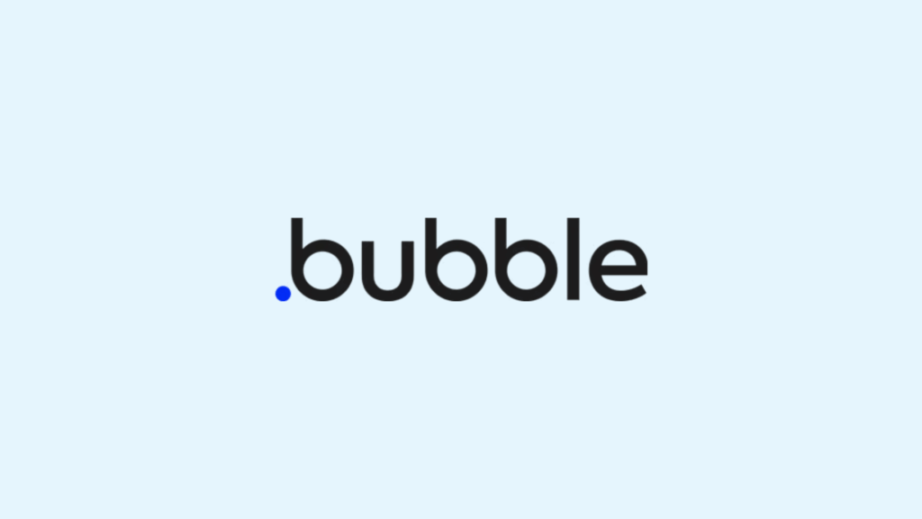 Logo da plataforma bubble.io em 2026, referência global no desenvolvimento no-code de aplicações web